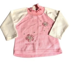 Kim Lian Xing‎ Baby Top Ruffle Neck Long Sleeve Flowers Embellished Size 18